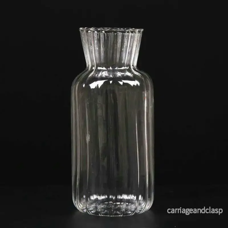 Royelux Glas Hydroponisk Vask - Elegant randig vask för Veskaomsterarrangemang | Veska