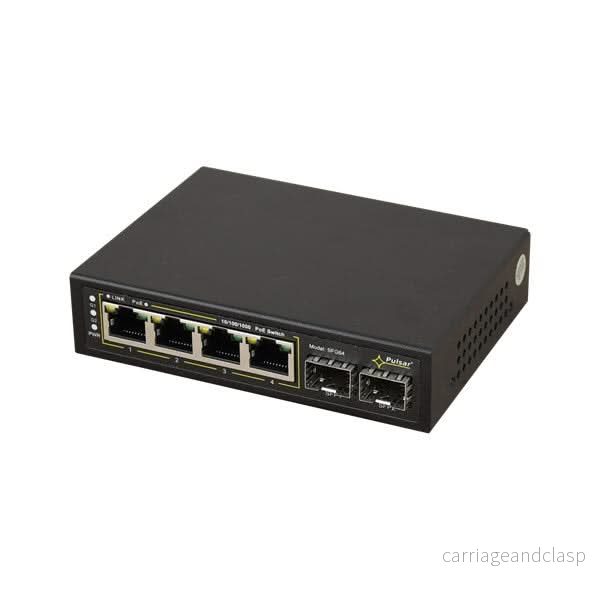 Pulsar SPG64WP 4xPoE+ 2x SFP Gigabit uplink-switch 60W för Pulsar-skåp