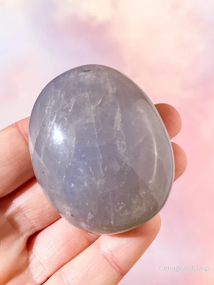 Blå Rosenkvarts Palmstone (Nr 2) - Bild 2