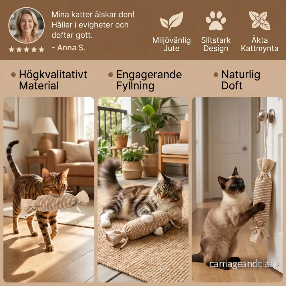 Miljövänlig kattleksak av jute med kattmynta – slitstark interaktiv leksakspåse - Bild 3