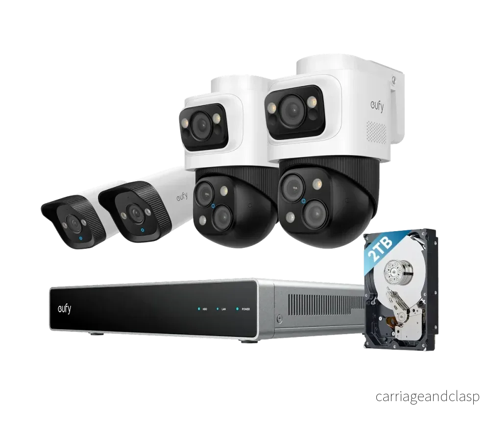 Eufy Security kameraset; PoE-inspelare, 2x Bulletcam och 2x PTZ-kamera