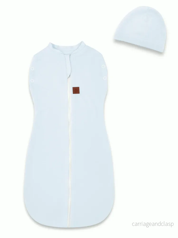MimiNu Swaddle-sovsäck med mössa, Baby Blue - Bild 2