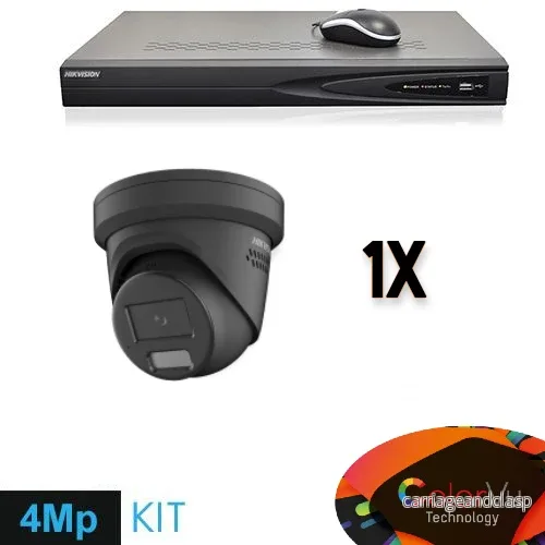 Hikvision Colorvu Set 1x Turret 4MP-inspelare + kablage