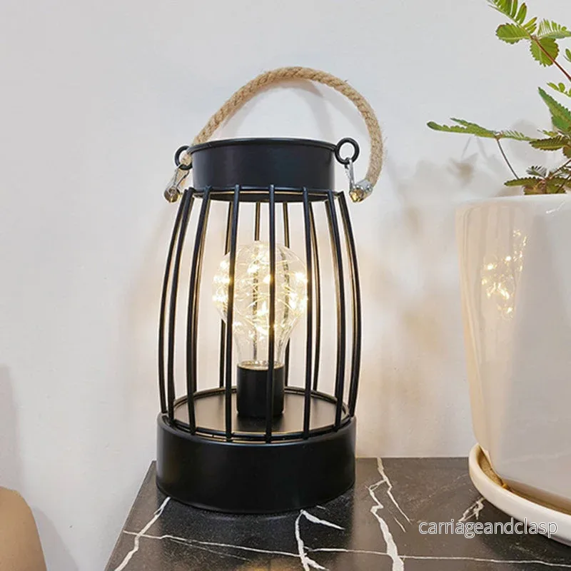 Modern minimalist vertikalrandig fyrkantig rund järn LED-bordslampa för vardagsrum | Veska - Bild 3