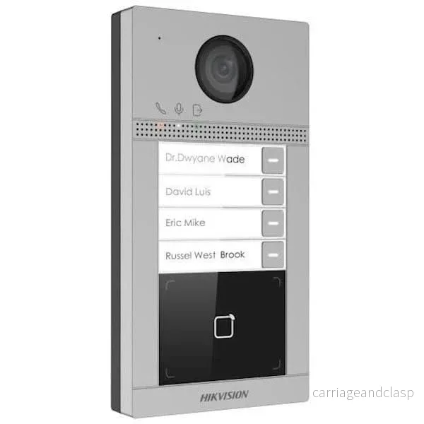 Hikvision DS-KV8413-WME1/SURFACE Ytmonterad 4-knapps dörrklocka med IR-belysning, PoE/12 V, Mifare-kortläsare