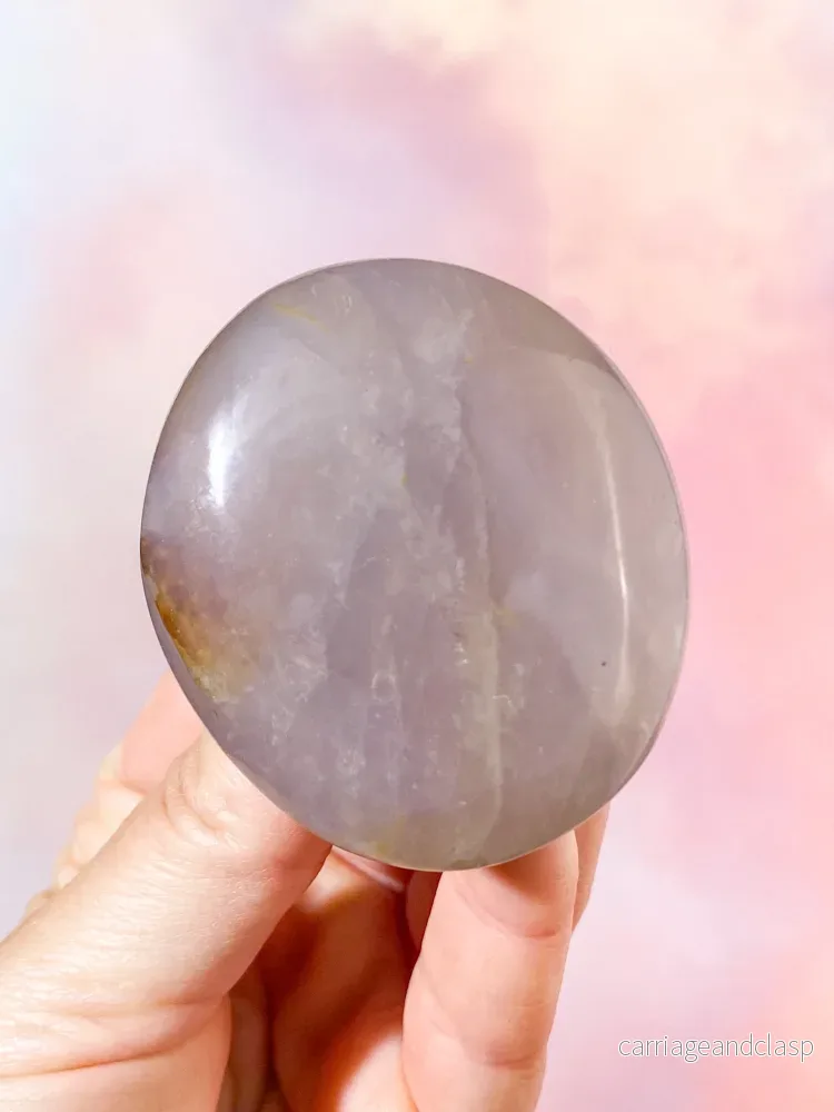 Blå Rosenkvarts Palmstone (Nr. 4)