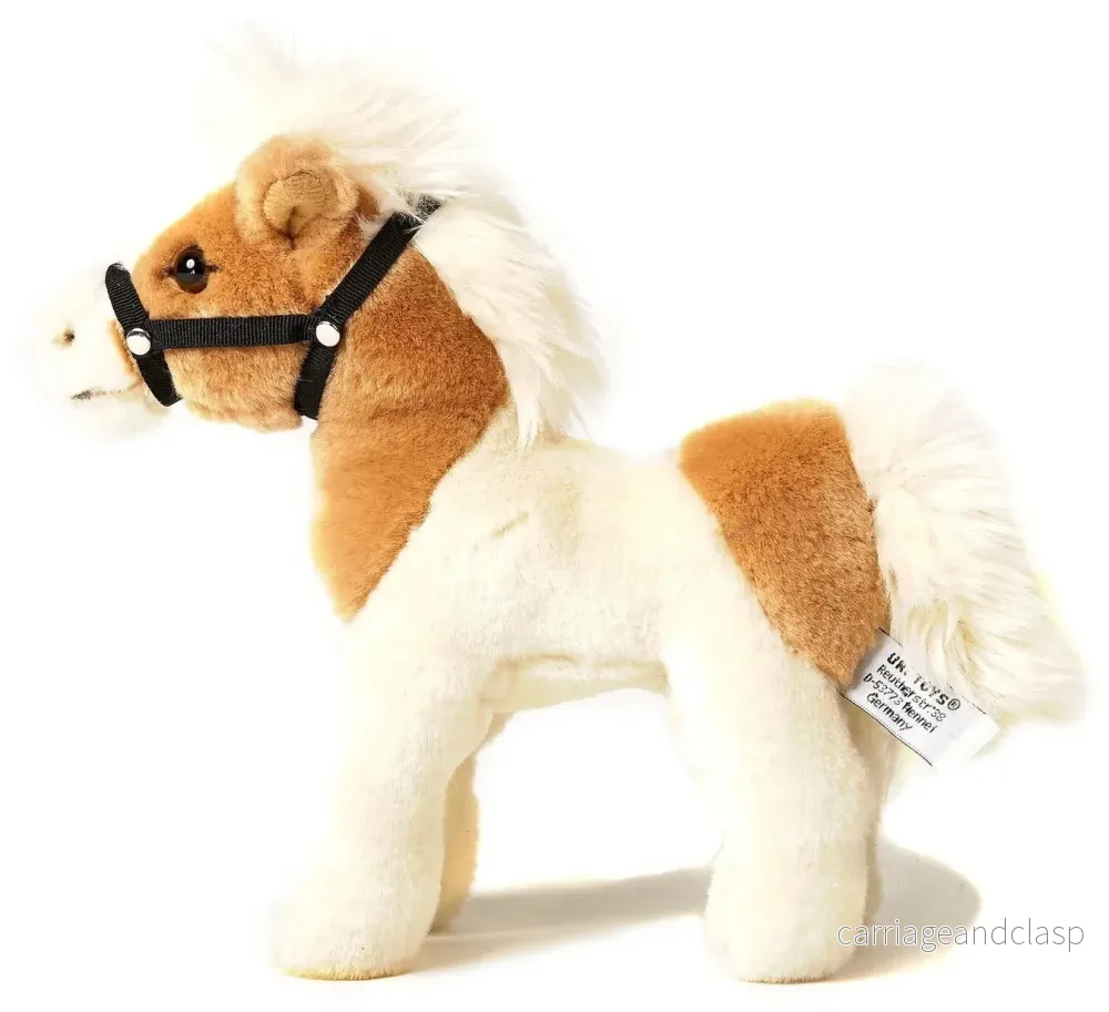 Uni Toys - Häst (stående beige-vit utan sadel) Gosedjur - Bild 3
