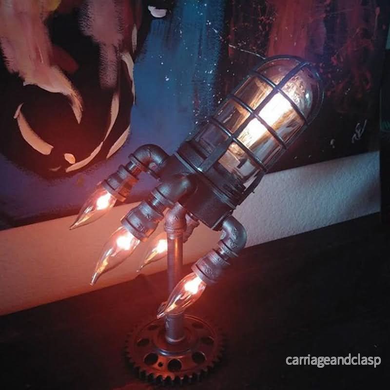 Steampunk Raket Bordslampa med Ljuslåga | Veska Steampunk Raket Bordslampa med Ljuslåga | Veska