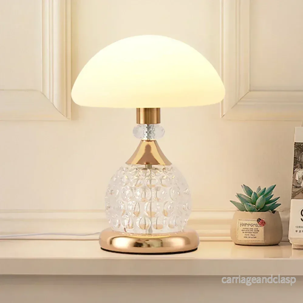 Dekorativ Stämningsbelysning LED – Kristall Bordslampa med Svampdesign, Vintage Dekorlampa för Vardagsrum eller Sovrum | Veska