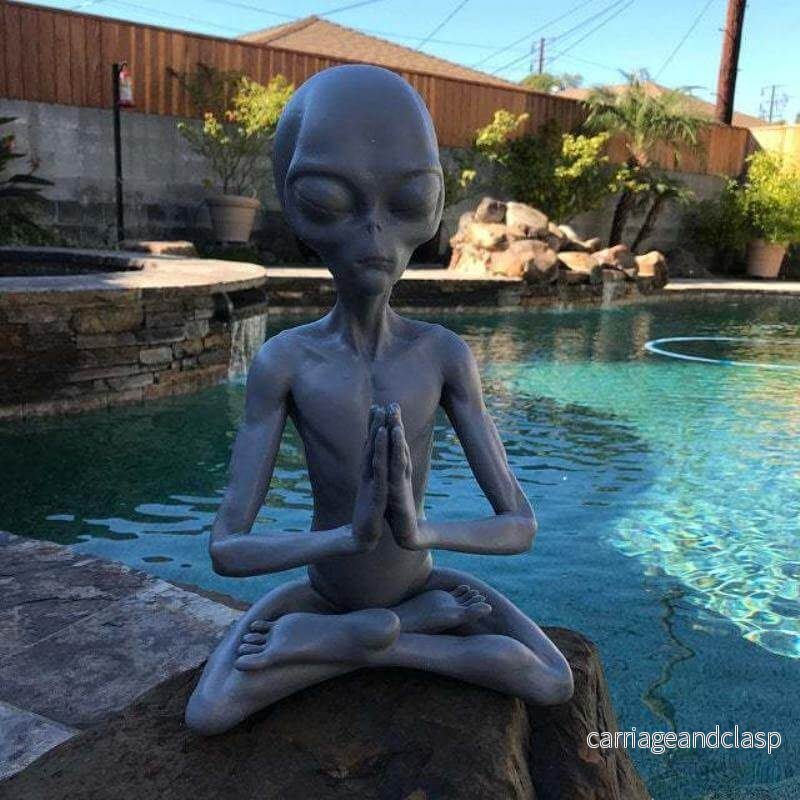 Meditating Alien Resin Trädgård Hem Dekor | Veska - Bild 3