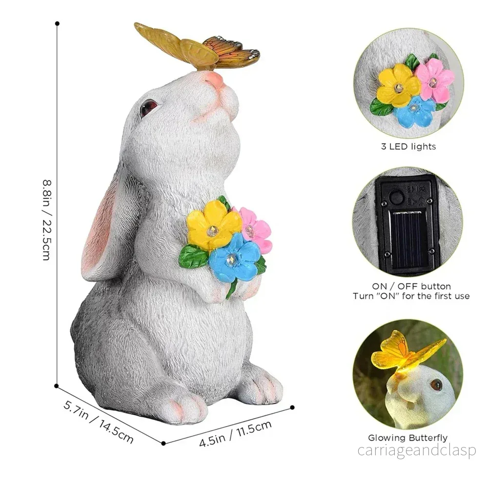 Fjäril och Blomma Kanin Trädgårdslampa | Veska - Bild 3