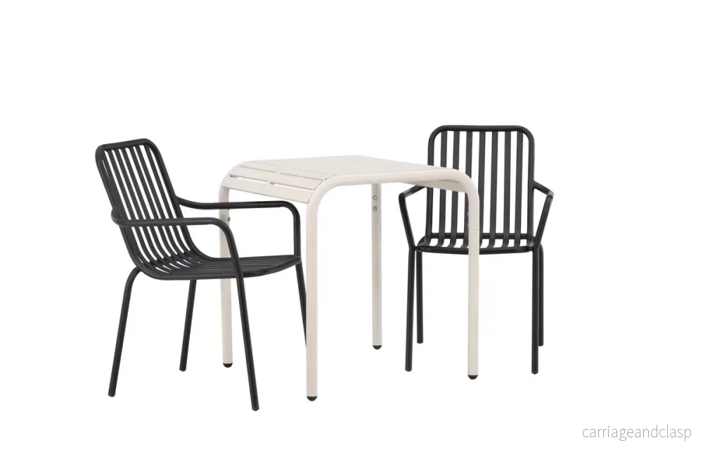 Borneo & Peking Cafebord Beige + Matstolar Svart - Bild 3