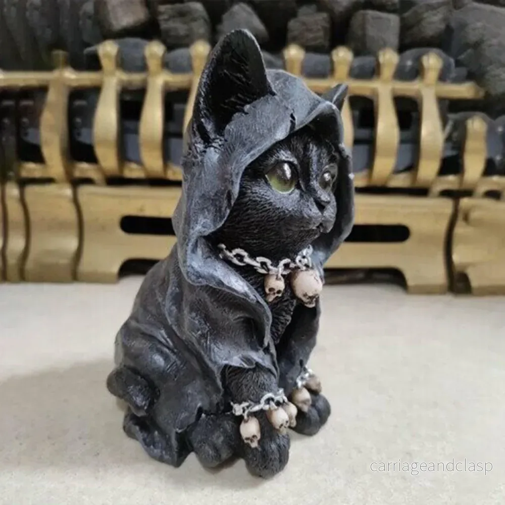 Resin Svart Katt Staty Dekor | Veska - Bild 3