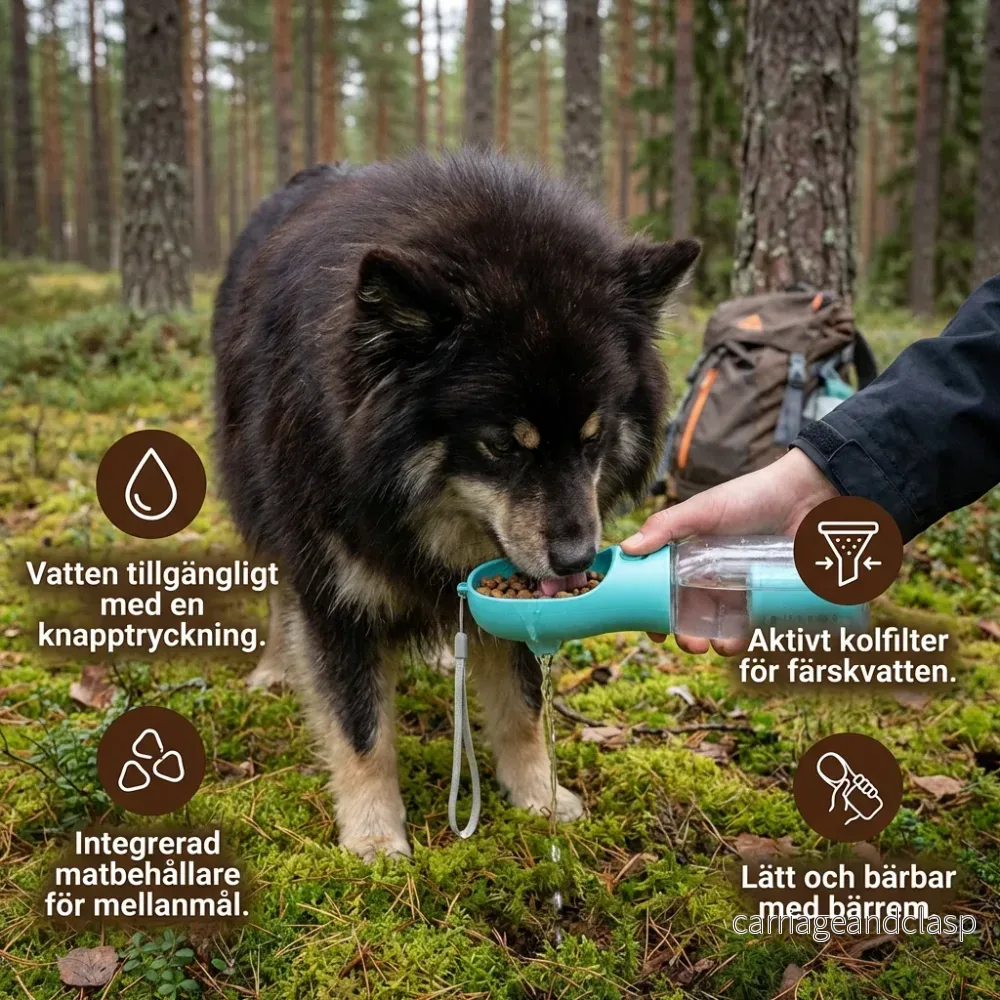 3-i-1 Hundvattensflaska – Reseflaska med Foderbehållare - Bild 2