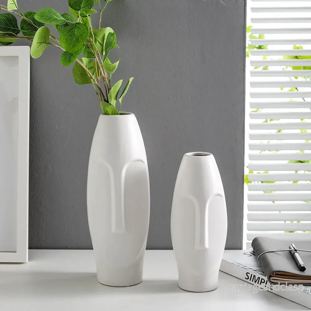Avanté Vaso Svart & Vit Abstrakt Keramisk Mänskligt Ansikte Konst | Veska