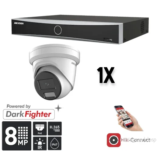 Hikvision Set 1x Turret 8MP + inspelare och kablage
