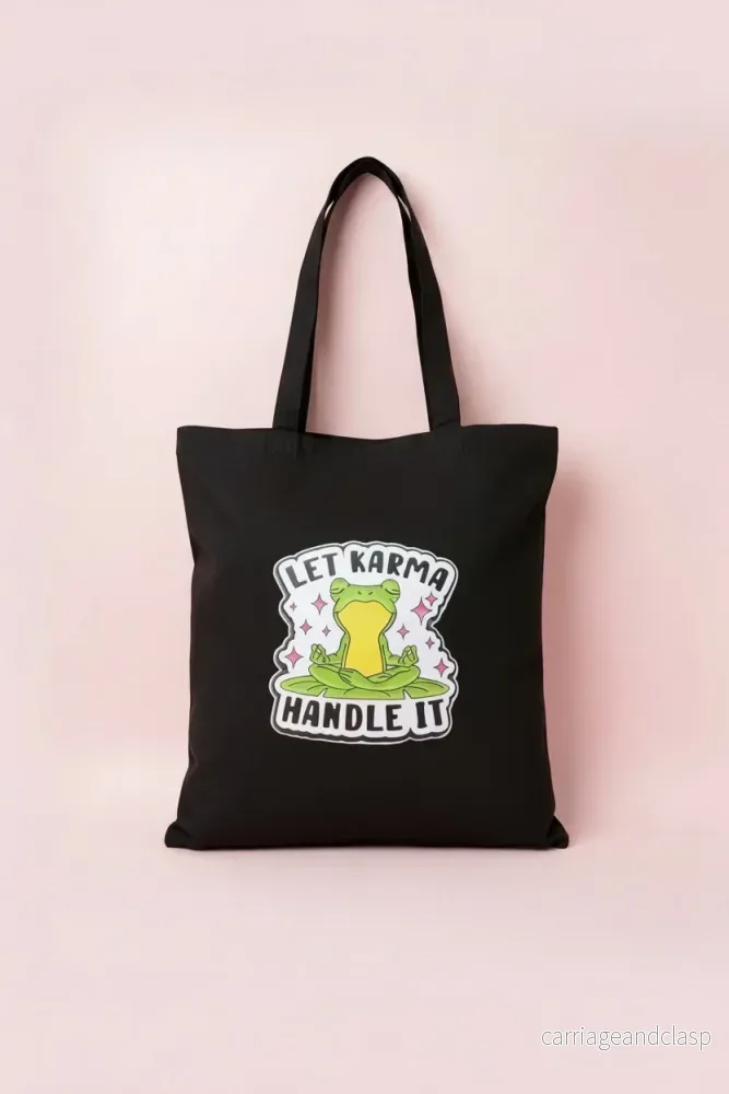 Tygväska ”Let karma handle it” Svart