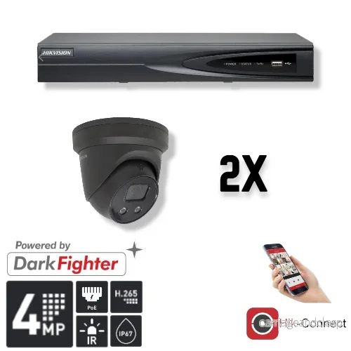 Hikvision Set 2x Turret 4MP + inspelare och kablage