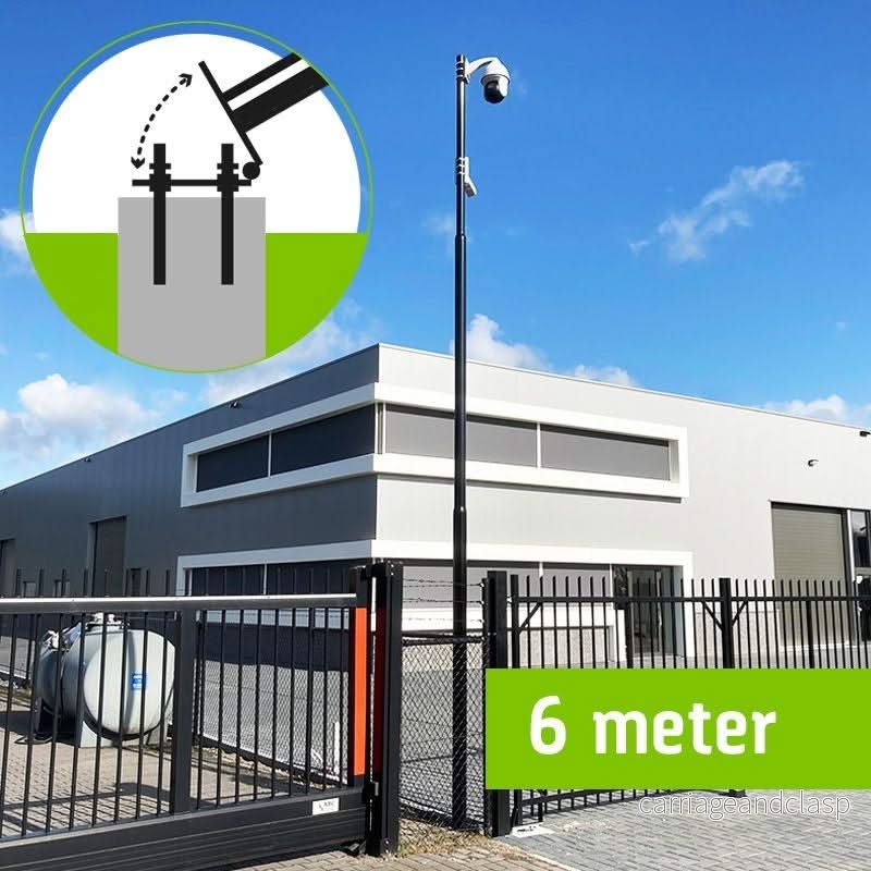 Renoverad kameramast med lutningsankare och inspektionslucka, 6 meter