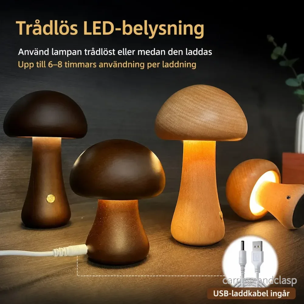 Träsvampslampa LED – Touchstyrd nattlampa i nordisk design - Bild 2