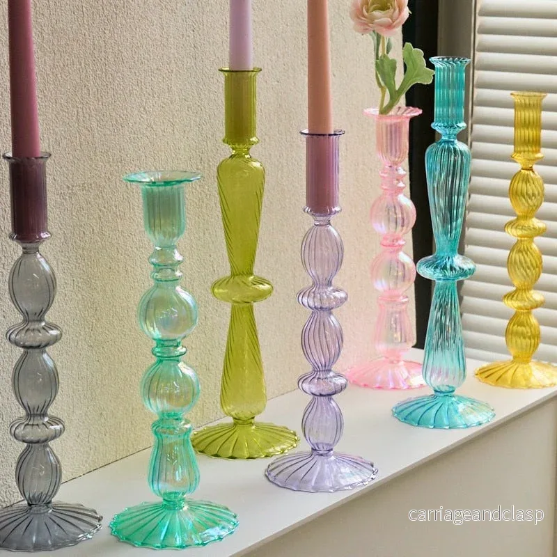 Ribbade Glasljusstakar - Pastell | Veska - Bild 2