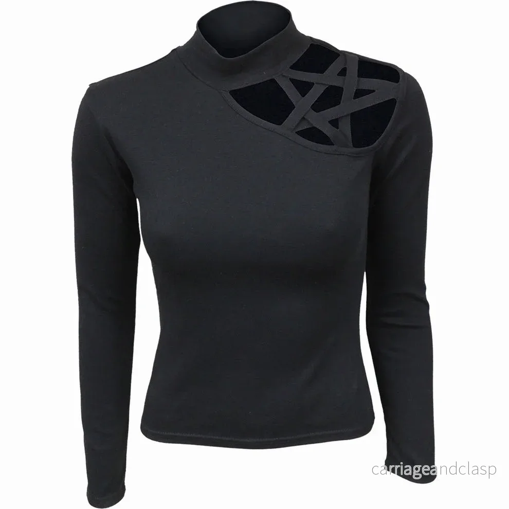 GOTHIC ELEGANCE – Pentagram Långärmad Axeltopp