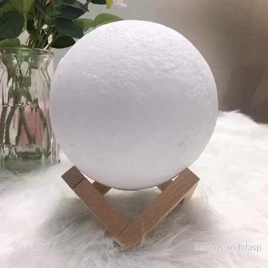 Kreativ Mini Uppladdningsbar 3D Utskriven Måne 1-Ljus LED Bordslampa | Veska - Bild 2