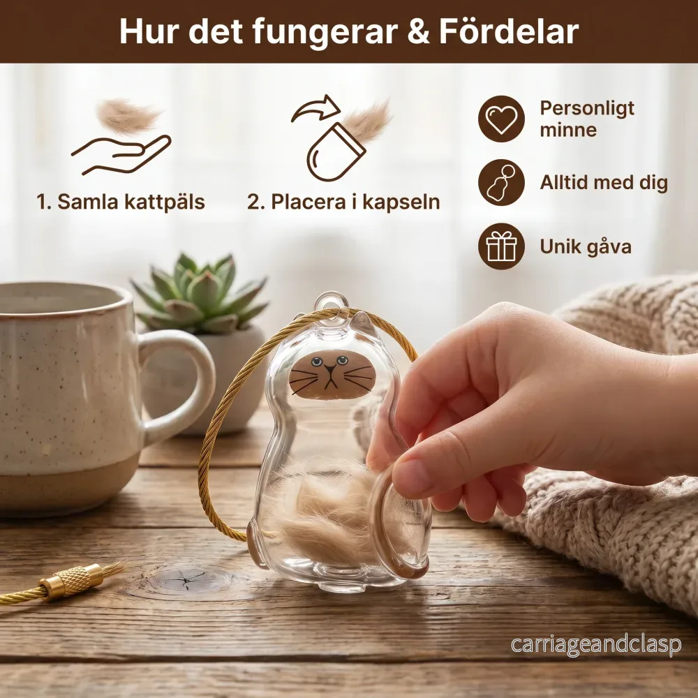 Söt Transparent Kattpäls-Kapsel som Nyckelring och Minnessak - Bild 3