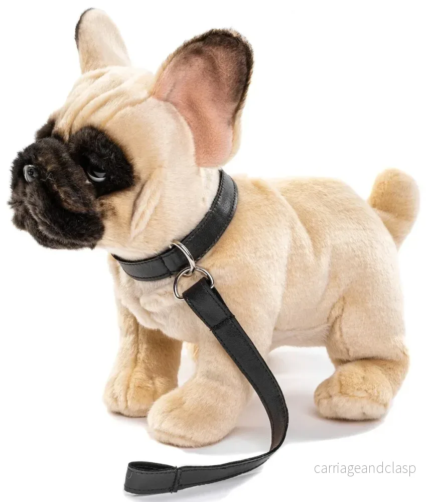 Uni Toys - Fransk bulldogg Med Koppel (Beige) Gosedjur - Bild 3
