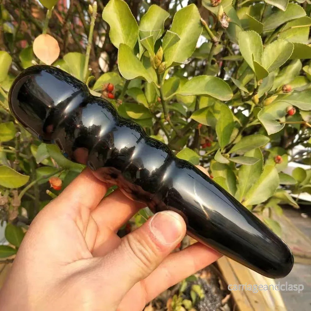 Svart obsidian kvarts kristall spiral stav | Veska - Bild 3