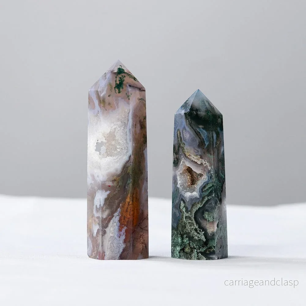 Moss Agate Point Tower Crystal | Veska - Bild 3