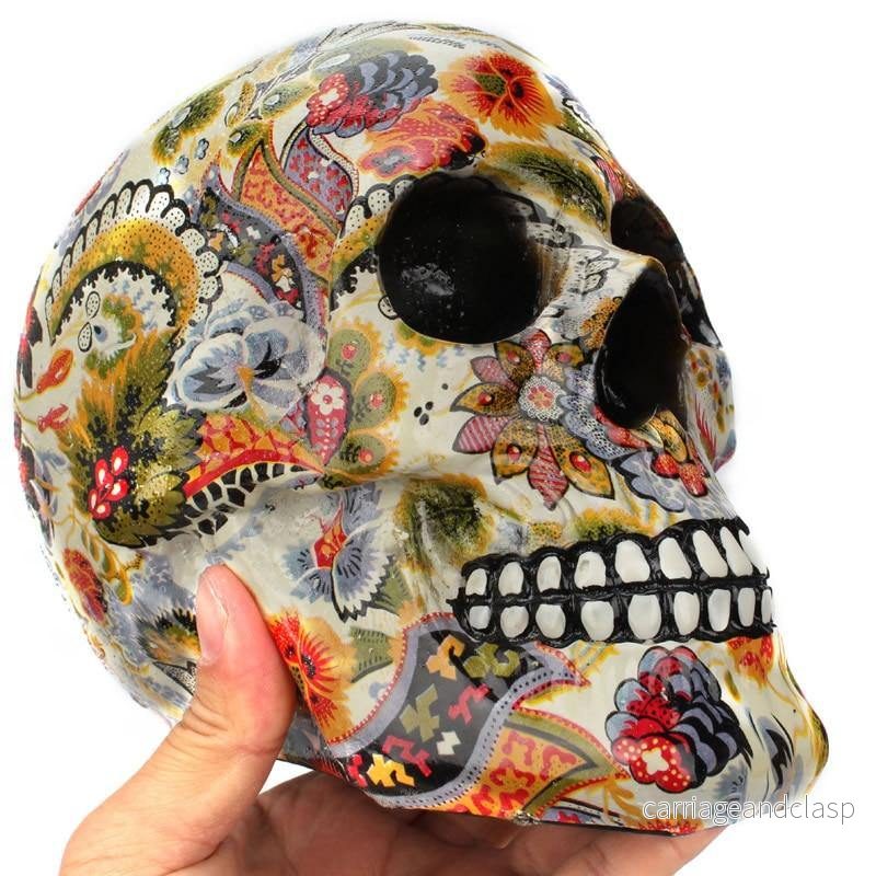 Kreativ Färgglad Harpiks Skalle Halloween Fest Dekoration | Veska - Bild 3