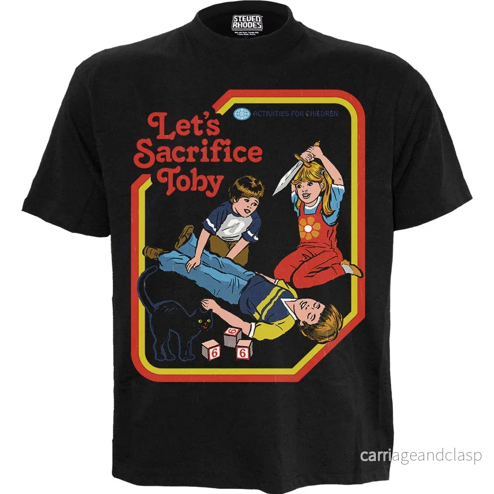 STEVEN RHODES - LETS SACRIFICE TOBY - Front Print T-Shirt Svart