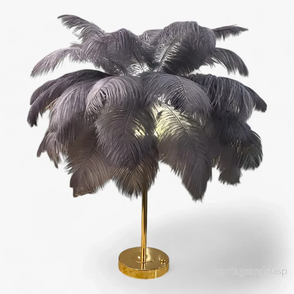 FeatherGlow | Bordslampa med touchkontroll – LED med fjädrar för bröllop och rumsinredning | Veska