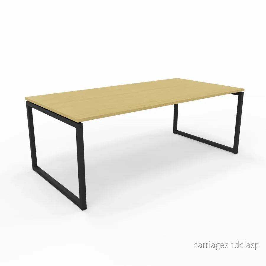 XL Stort skrivbord längd 200 cm, Ek faner med svarta ben XL Stort skrivbord längd 200 cm, Ek faner med svarta ben