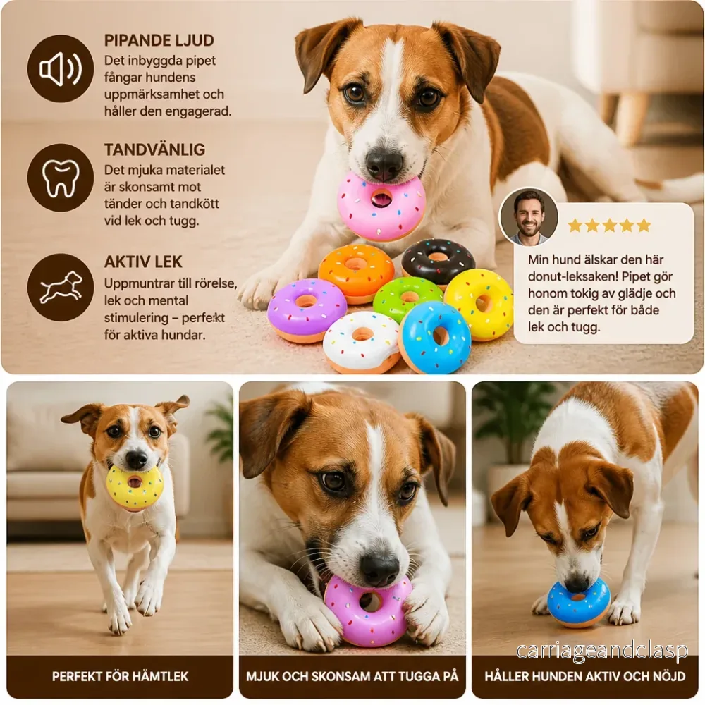 Färgglad Pipande Donut-Hundleksak - Bild 3