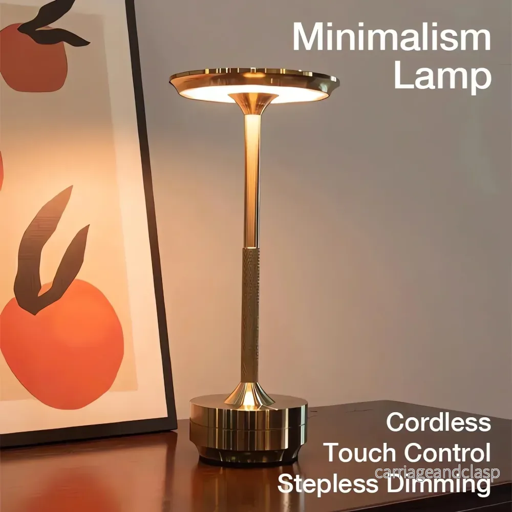 Trådlös uppladdningsbar modern Aura-bordslampa med touchkontroller | Trådlös LED-lampa för moderna sidobord och skrivbord | Minimalistisk bordslampa | Veska - Bild 3