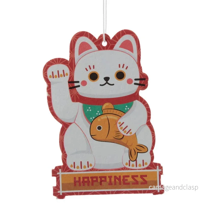 Maneki Neko luftfräschare vit jasmin doft – turkatt japansk design - Bild 2