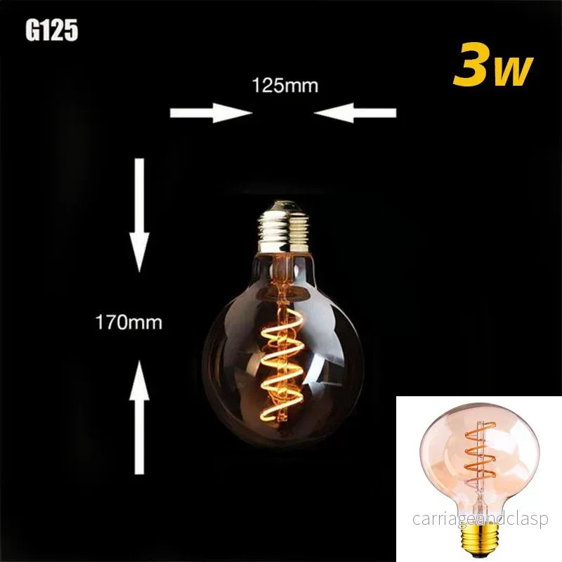 Dimbar Vintage LED-lampa (3W, E27-fäste) - Guldig spiraltråd för ljuskronor och dekorativ belysning | Veska - Bild 2