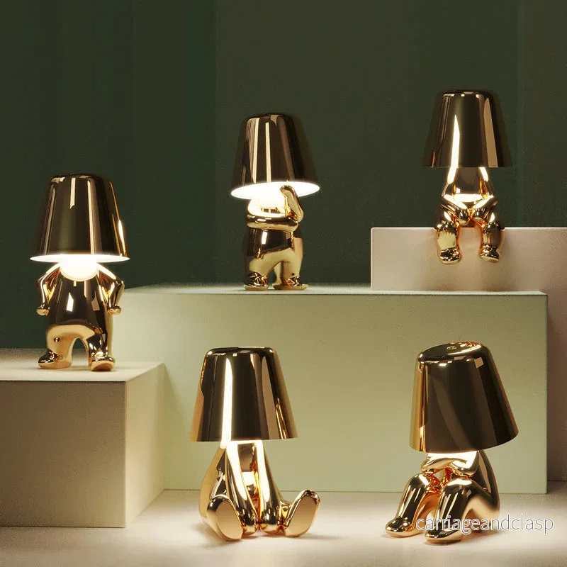 Thinker Liten Guld Man Bordslampa | Veska - Bild 2