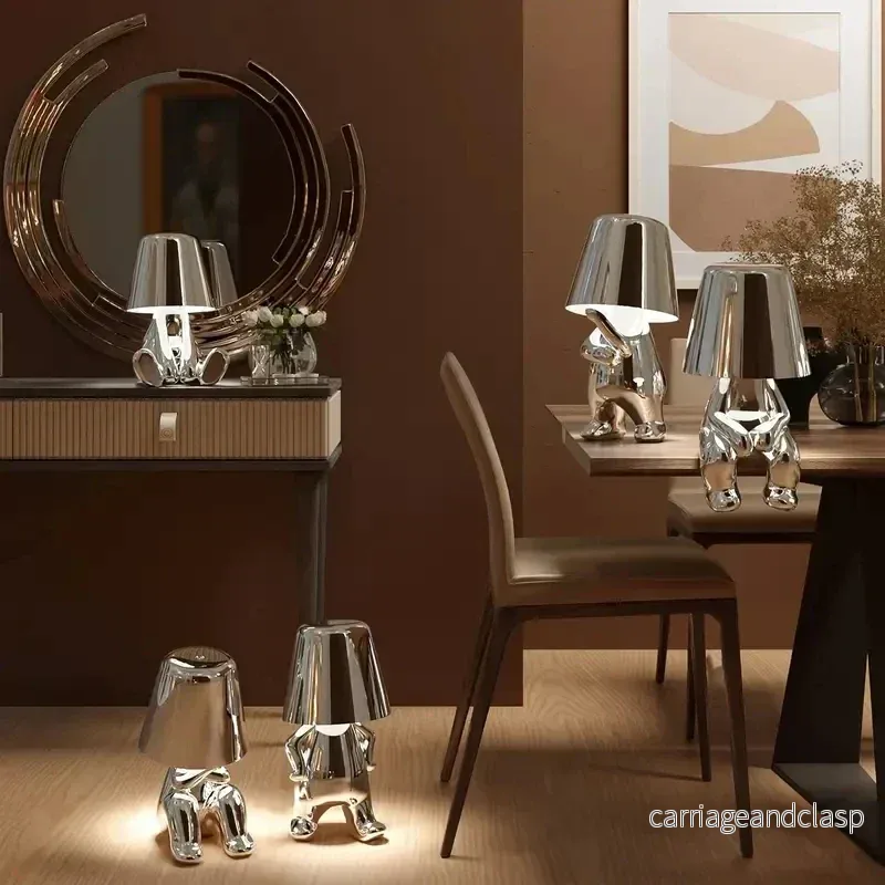 Modern LED bordsampa i skulpturdesign – Dekorativ staty lampa för vardagsrum | Veska - Bild 2