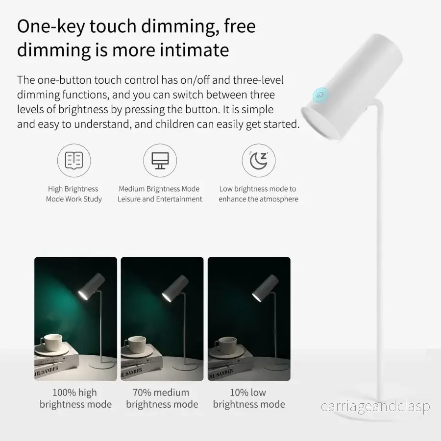 Veska | Lumora LED bordslampa med touch-dimming | Ögonvänlig & uppladdningsbar | USB-C | 2000 mAh batteri | För skrivbord, sängbord & dekoration - Bild 3