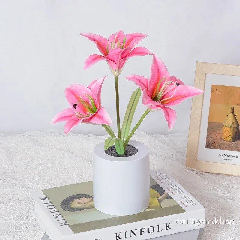LED Blomma Nattljus Lilja Bord Blomlampa | Veska