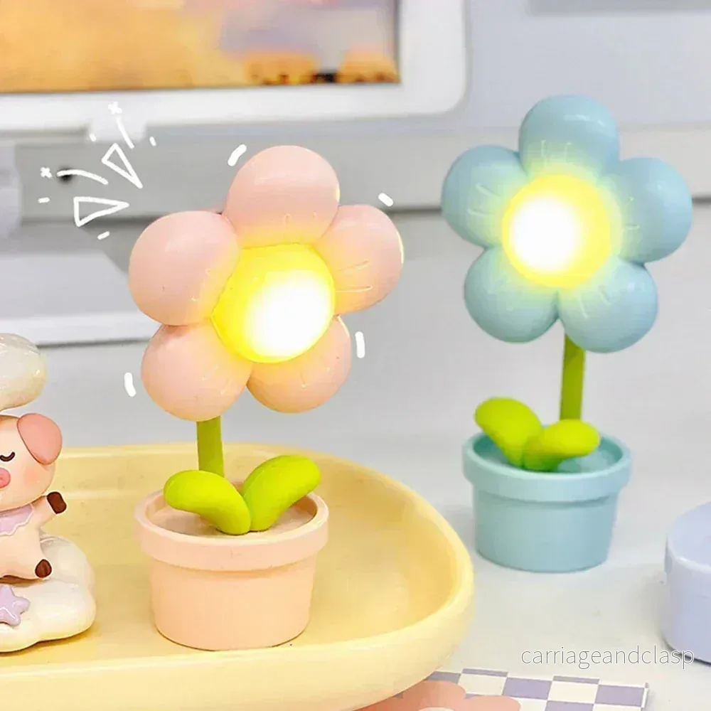 Söt blommig nattlampa för barn – LED-bordslampa i blommönster för barnrummet | Veska - Bild 3