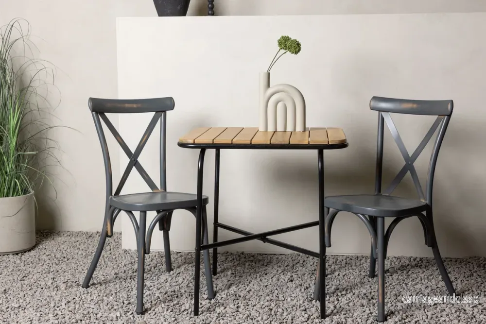 Holmbeck & Tablas Cafebord Natur + Matstolar Mörkgrå