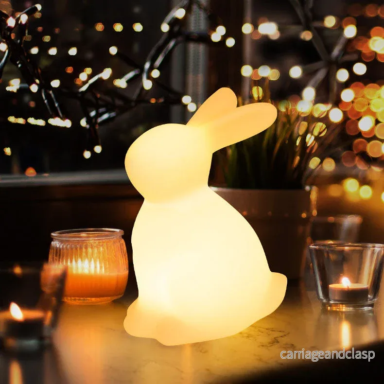 Samtida kreativ kanin PE LED bordslampa för sovrummet | Veska - Bild 3
