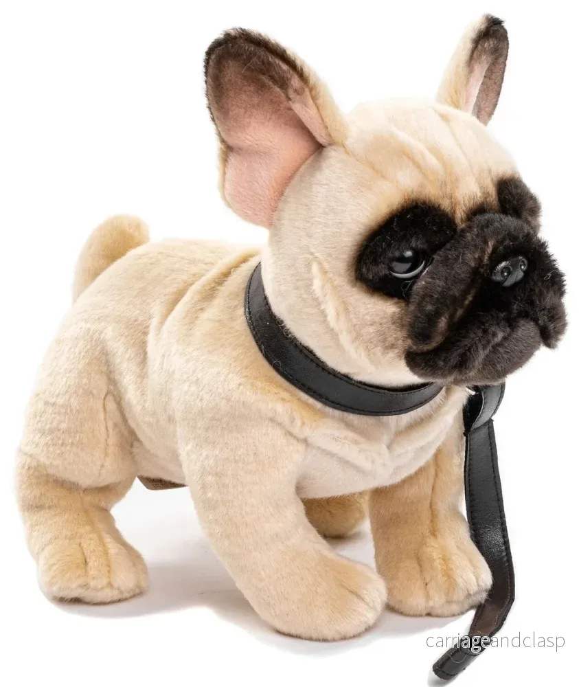 Uni Toys - Fransk bulldogg Med Koppel (Beige) Gosedjur