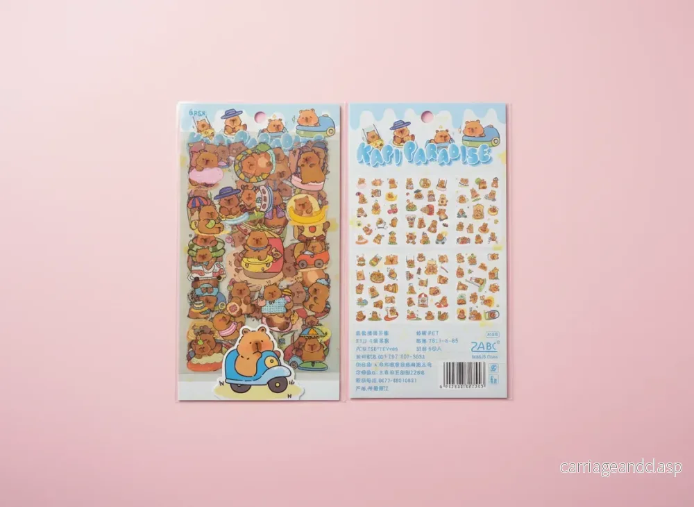 Stickerset Capybara - 6 Ark Stickers - Bild 3