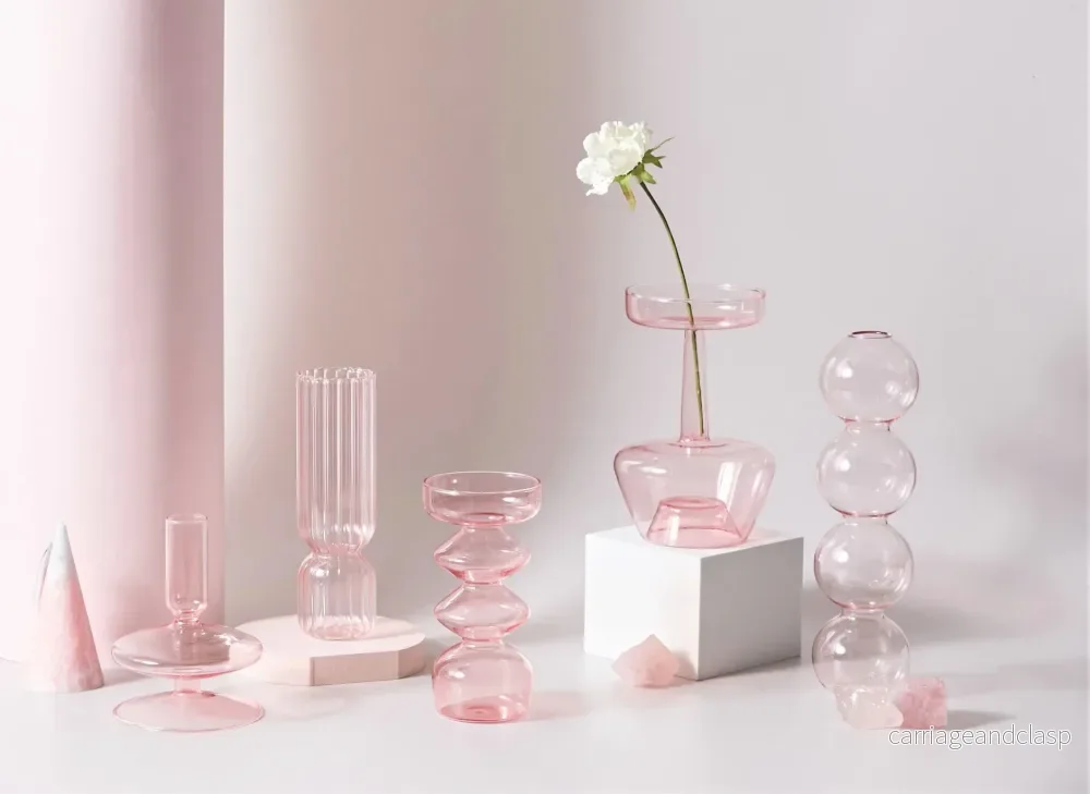 Modern Glass Candleholder-Baby Pink | Veska - Bild 2