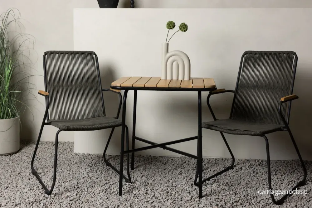 Holmbeck & Bois Cafebord Natur + Matstolar Mörkgrå
